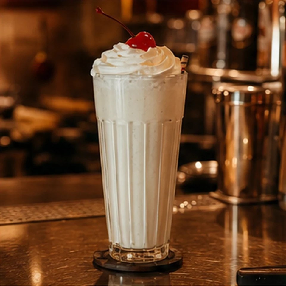 Milkshake de vanilie într-un pahar înalt de diner